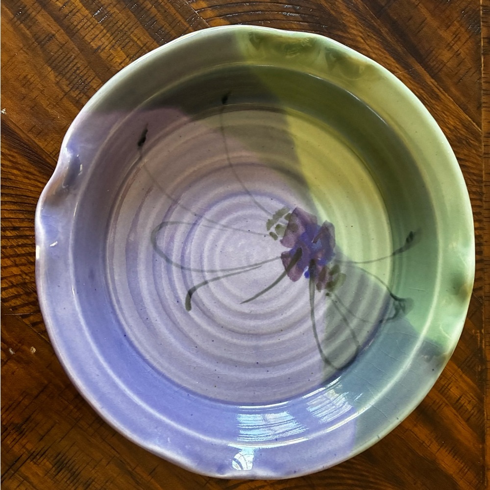 Hand painted studio art pottery bowl by Kent Follette.
